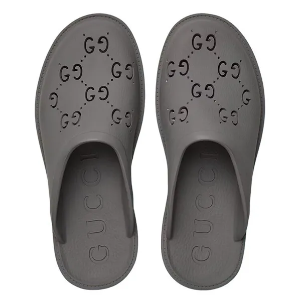 Dép Gucci GG Perforated Rubber Mules Grey 6355517 Màu Xám Size 5 - 4