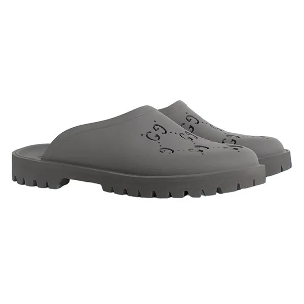 Dép Gucci GG Perforated Rubber Mules Grey 6355517 Màu Xám Size 5 - Dép - Vua Hàng Hiệu