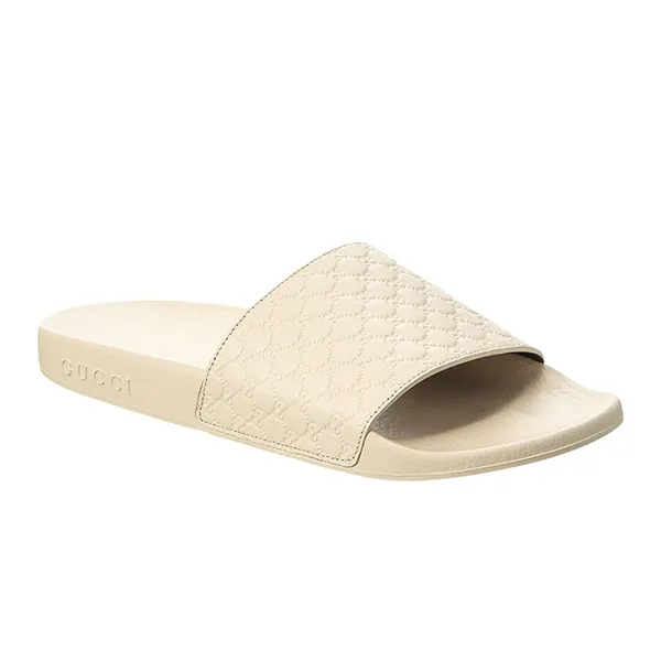 Dép Nam Gucci Guccissima Leather Slides Màu Trắng Kem Size 42