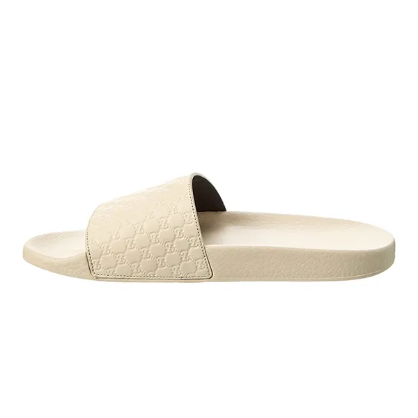 Dép Nam Gucci Guccissima Leather Slides Màu Trắng Kem Size 42