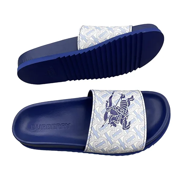 Dép Nam Burberry Blue EKD Monogram Slides Màu Xanh Size 40 - Dép - Vua Hàng Hiệu