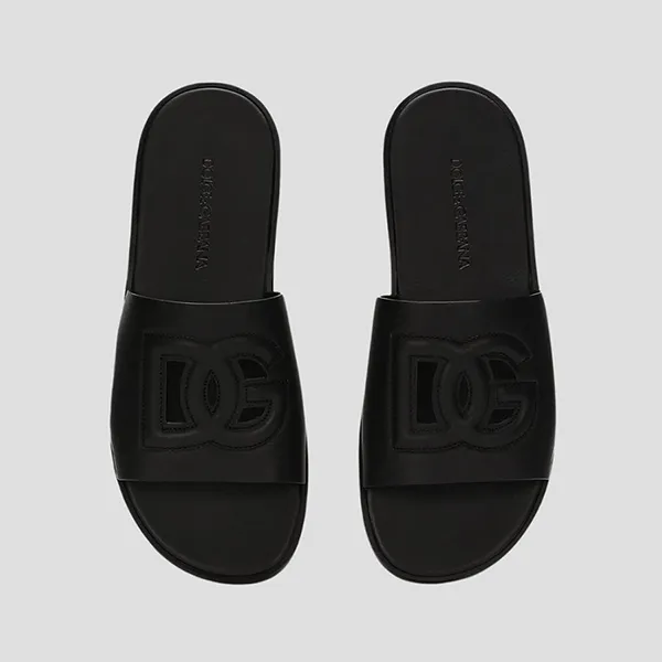 Dép Nam Dolce & Gabbana D&G In Black Leather A80397 AO602 Màu Đen Size 41