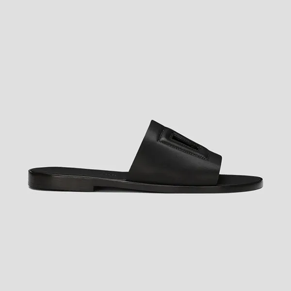 Dép Nam Dolce & Gabbana D&G In Black Leather A80397 AO602 Màu Đen Size 41