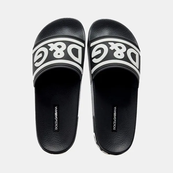 Dép Nam Dolce & Gabbana D&G Logo Black CS1991AQ85889690 Màu Đen Size 39