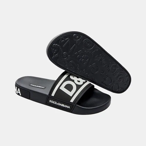 Dép Nam Dolce & Gabbana D&G Logo Black CS1991AQ85889690 Màu Đen Size 39
