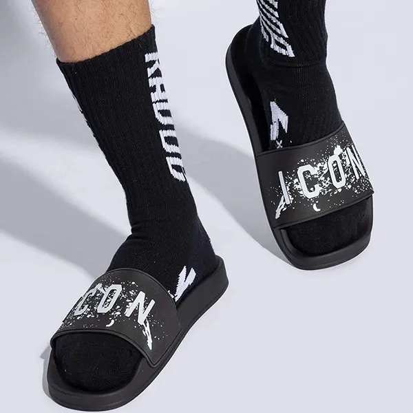 Dép Nam Dsquared2 Icon Splash Slides FFM0023172055732124 Màu Đen Size 42 - Dép - Vua Hàng Hiệu