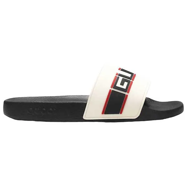Dép Nam Gucci Stripe Rubber Slide Ecru 522884-JC200-9572 Màu Đen Size 40