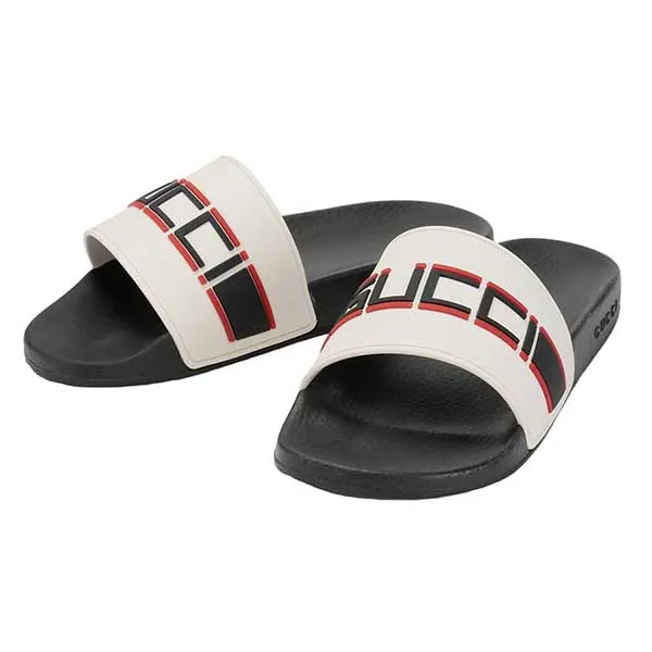 Dép Nam Gucci Stripe Rubber Slide Ecru 522884-JC200-9572 Màu Đen Size 40