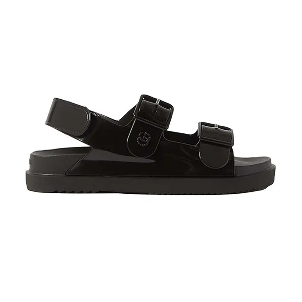 Dép Nữ Gucci Isla Buckled Rubber Sandals Màu Đen Size 36