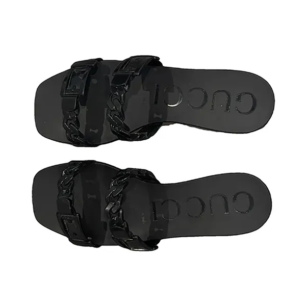Dép Nữ Gucci Sandal Wanita High Quality GC Rubber Slides Flat Hitam Màu Đen Size 39 - Dép - Vua Hàng Hiệu