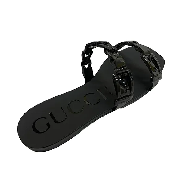 Dép Nữ Gucci Sandal Wanita High Quality GC Rubber Slides Flat Hitam Màu Đen Size 39 - Dép - Vua Hàng Hiệu