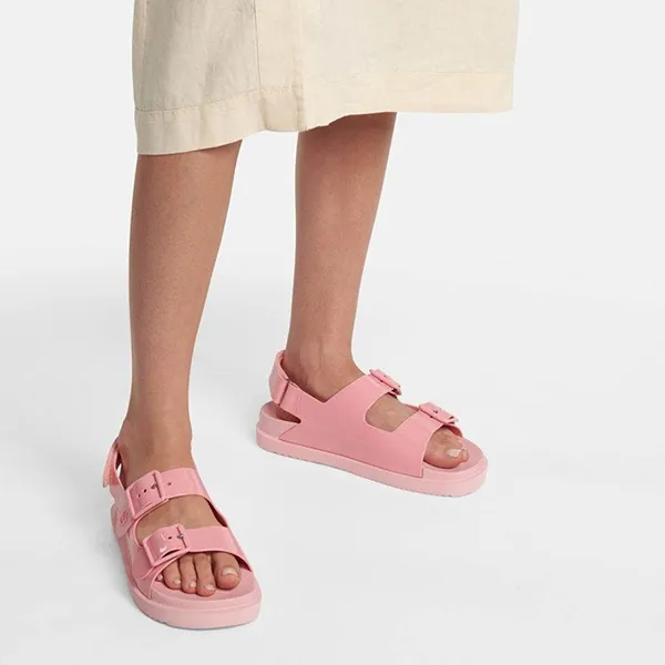 Dép Sandal Gucci Isla Buckled Rubber Màu Hồng
