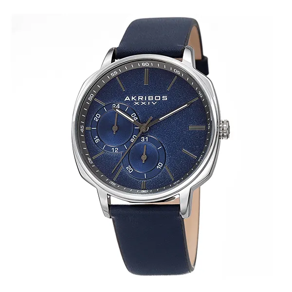 Đồng Hồ Nam Akribos XXIV Silver Case On Blue Strap AK1022BU Màu Xanh Navy Bạc