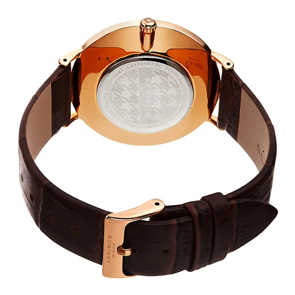 Đồng Hồ Nam Akribos XXIV Rose Gold Case On Brown Strap AK1041RGBU Màu Nâu Vàng Hồng
