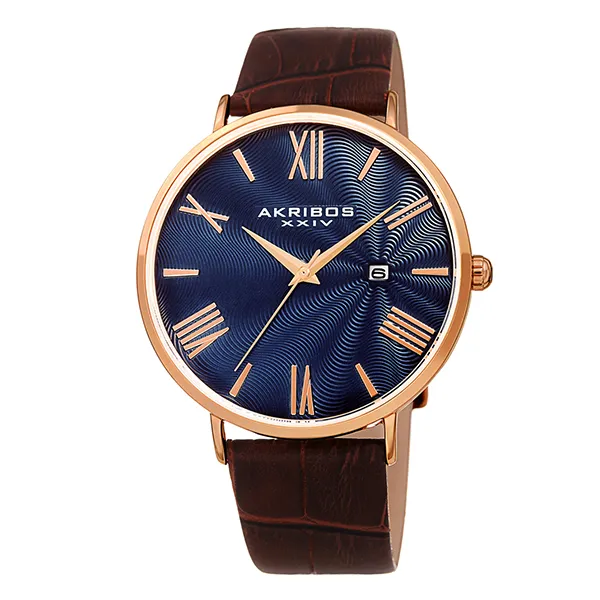Đồng Hồ Nam Akribos XXIV Rose Gold Case On Brown Strap AK1041RGBU Màu Nâu Vàng Hồng