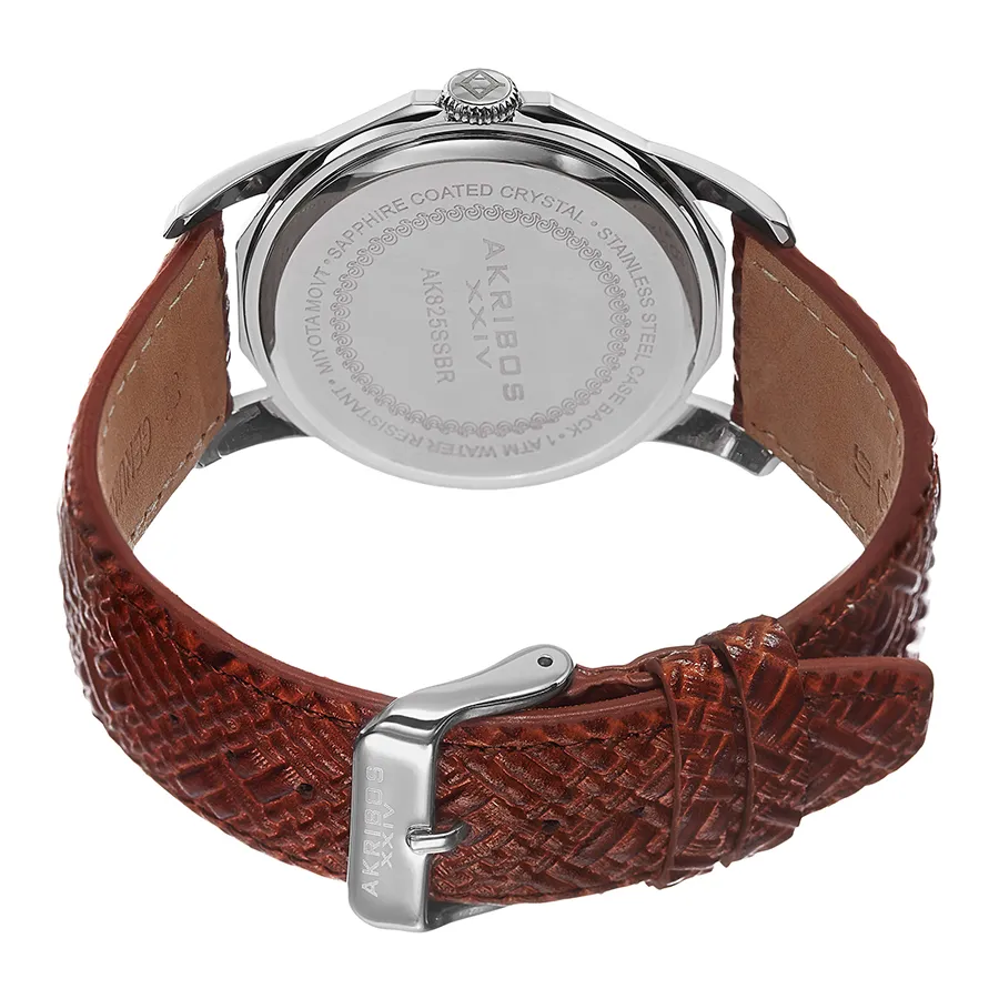 Đồng Hồ Nam Akribos XXIV Silver Case On Brown Strap AK825SSBR Màu Nâu Bạc
