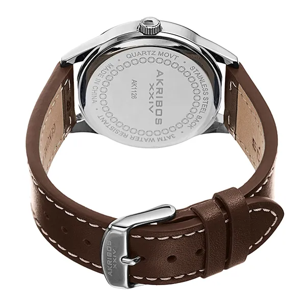 Đồng Hồ Nam Akribos XXIV Silver Case White Dial AK1126SSBR Màu Nâu Bạc