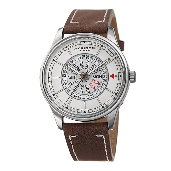 Đồng Hồ Nam Akribos XXIV Silver Case White Dial AK1126SSBR Màu Nâu Bạc