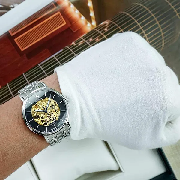 Đồng Hồ Nam Bentley Skeleton BL1833-15MWBI-AMS-D Màu Bạc Vàng