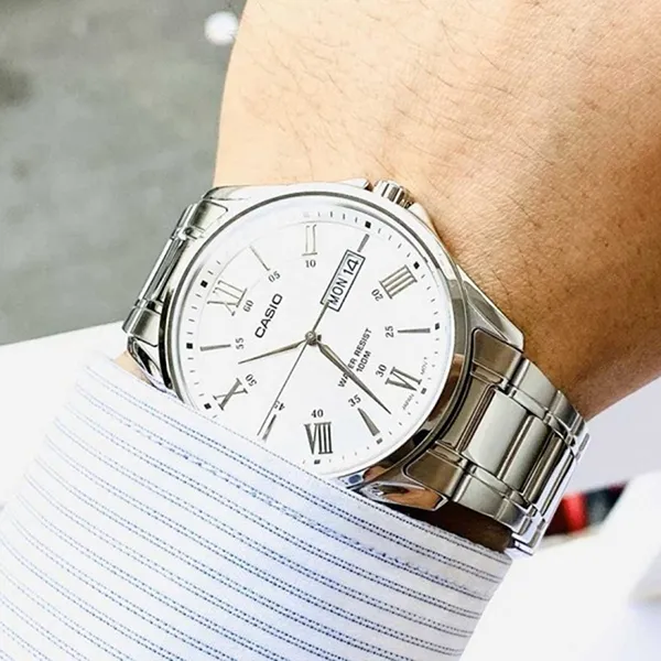 Đồng Hồ Nam Casio MTP-1384D-7AVDF Màu Bạc Trắng - Đồng hồ - Vua Hàng Hiệu