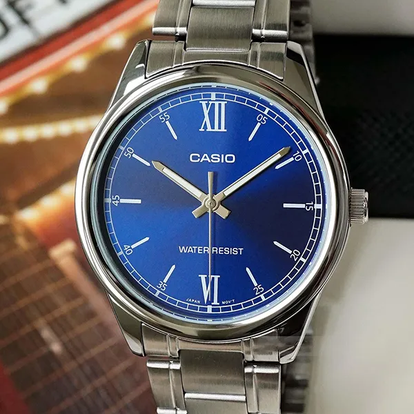 Đồng Hồ Nam Casio MTP-V005D-2B1UDF Màu Xanh Bạc