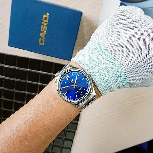 Đồng Hồ Nam Casio MTP-V005D-2B1UDF Màu Xanh Bạc