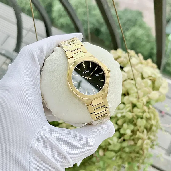 Đồng Hồ Nữ Edox Delfin 57005-37JM-NID Màu Đen Vàng