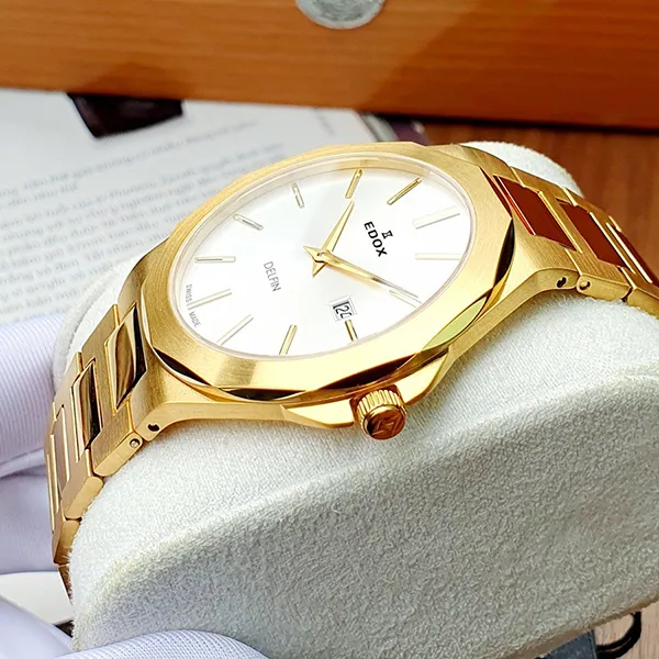 Đồng Hồ Nam Edox Delfin 80117-37JM-AID Màu Trắng Vàng