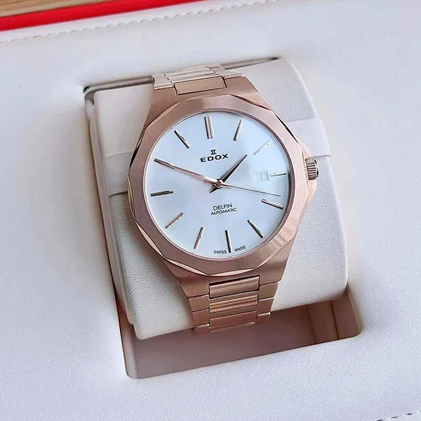 Đồng Hồ Nam Edox Delfin Automatic 80117-37RM-AIR Màu Trắng / Vàng Hồng - Đồng hồ - Vua Hàng Hiệu