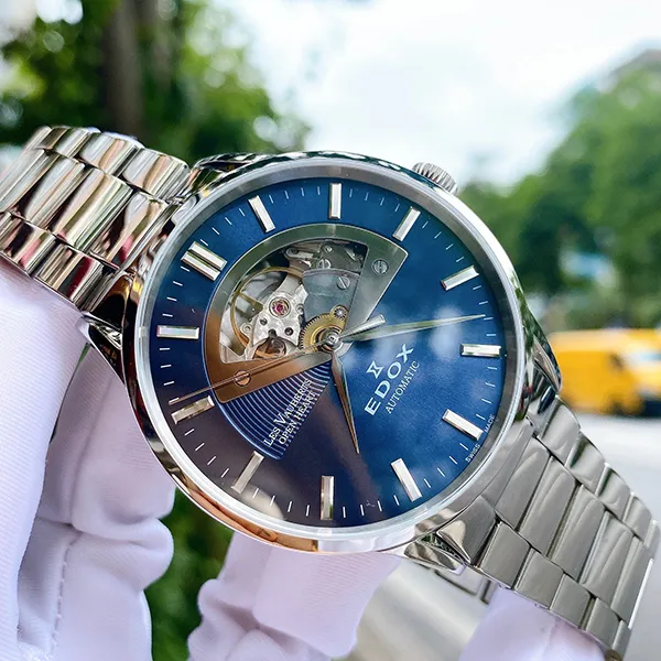 Đồng Hồ Nam Edox Les Vauberts Automatic 85014-3M-BUIN Màu Xanh Bạc - Đồng hồ - Vua Hàng Hiệu