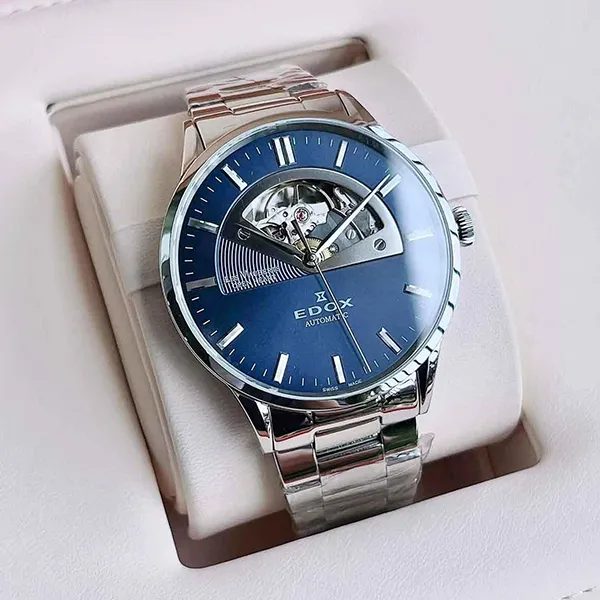 Đồng Hồ Nam Edox Les Vauberts Automatic 85014-3M-BUIN Màu Xanh Bạc - Đồng hồ - Vua Hàng Hiệu