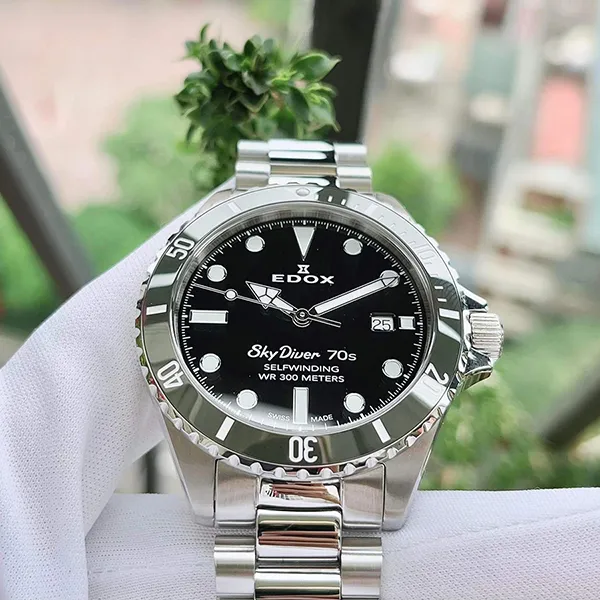 Đồng Hồ Nam Edox Skydiver 80115-3VM-NN Màu Đen Bạc
