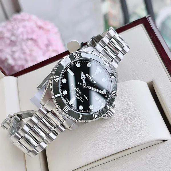 Đồng Hồ Nam Edox Skydiver 80115-3VM-NN Màu Đen Bạc