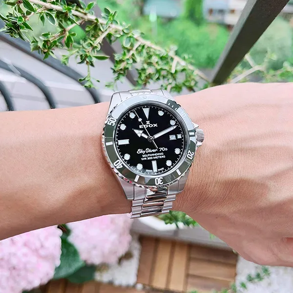Đồng Hồ Nam Edox Skydiver 80115-3VM-NN Màu Đen Bạc