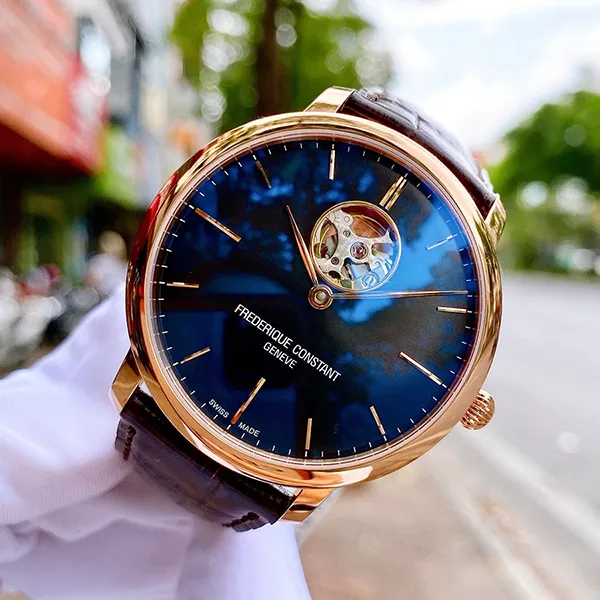 Đồng Hồ Nam Frederique Constant Slimline Open Heart FC-312G4S4 Màu Xanh Nâu - Đồng hồ - Vua Hàng Hiệu