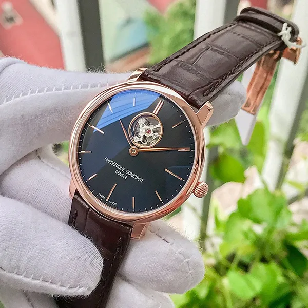 Đồng Hồ Nam Frederique Constant Slimline Open Heart FC-312G4S4 Màu Xanh Nâu - Đồng hồ - Vua Hàng Hiệu
