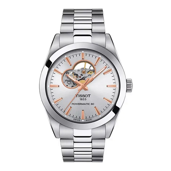 Đồng Hồ Nam Tissot Gentleman Powermatic 80 Open Heart T127.407.11.031.01 Màu Bạc