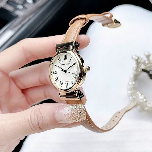 Đồng Hồ Nữ Anne Klein Leather Strap Watch AK/2246CRHY Màu Nâu Vàng - Đồng hồ - Vua Hàng Hiệu