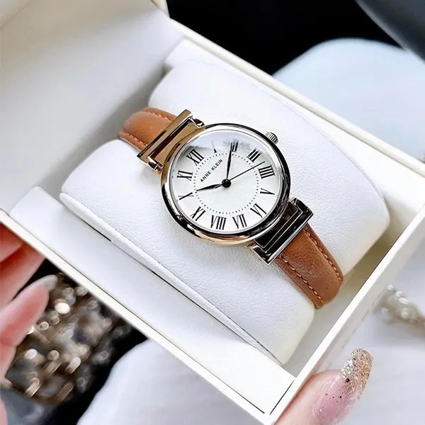 Đồng Hồ Nữ Anne Klein Leather Strap Watch AK/2246CRHY Màu Nâu Vàng - Đồng hồ - Vua Hàng Hiệu