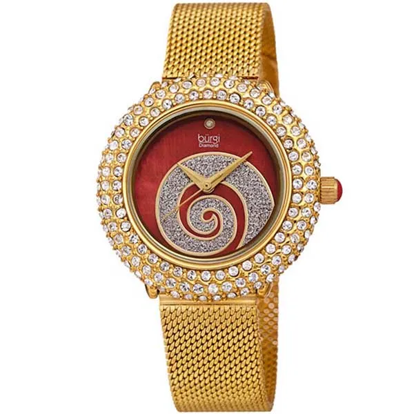 Đồng Hồ Nữ Burgi Analog Swarovski Crystals Gold Tone Mesh BUR259YGR Màu Vàng