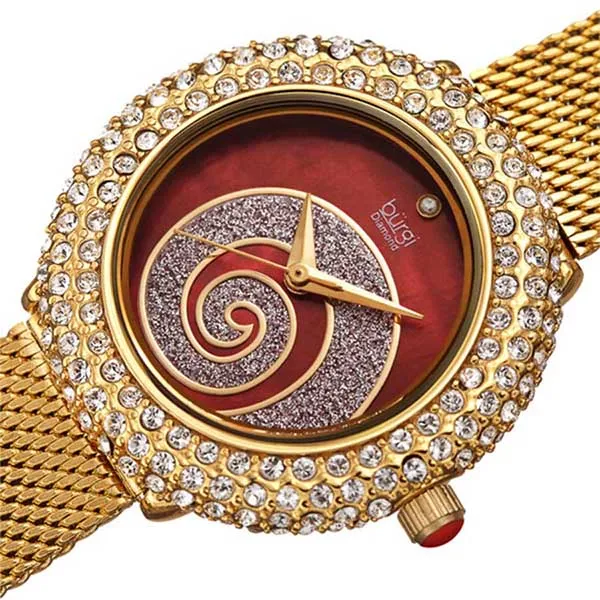 Đồng Hồ Nữ Burgi Analog Swarovski Crystals Gold Tone Mesh BUR259YGR Màu Vàng
