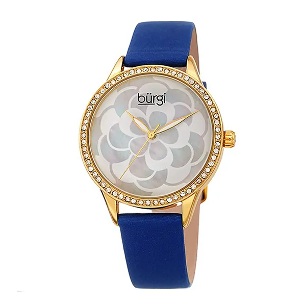 Đồng Hồ Nữ Burgi BUR203BU Gold Case On Blue Strap, Flower Dial Màu Xanh Blue - Đồng hồ - Vua Hàng Hiệu