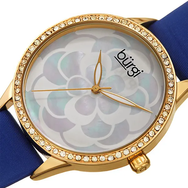 Đồng Hồ Nữ Burgi BUR203BU Gold Case On Blue Strap, Flower Dial Màu Xanh Blue - Đồng hồ - Vua Hàng Hiệu