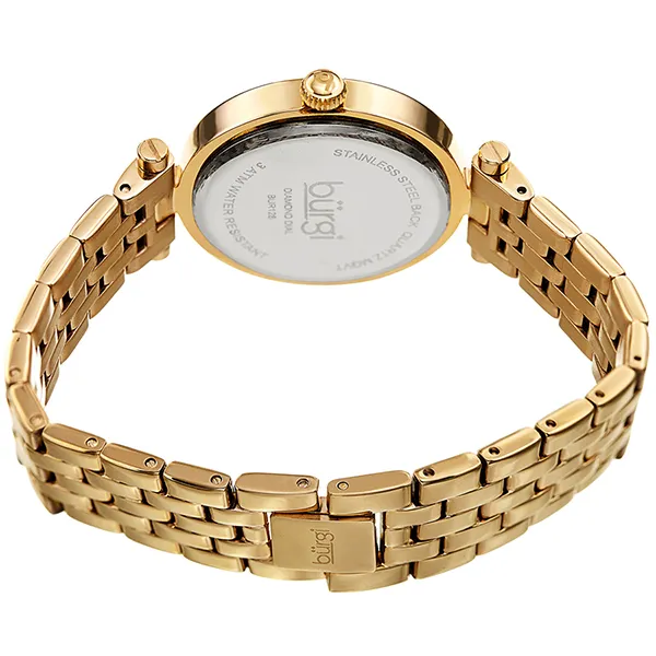Đồng Hồ Nữ Burgi BUR223YG Diamond Flower Engraved Gold Tone Stainless Steel Watch Màu Vàng