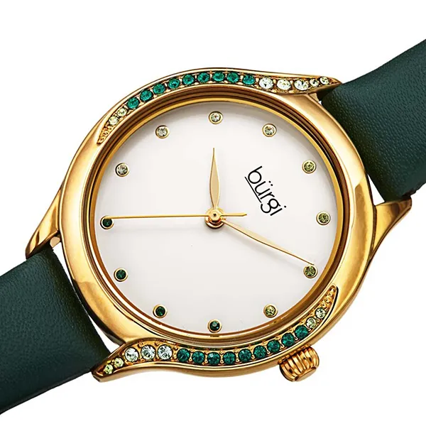 Đồng Hồ Nữ Burgi Crystal White Dial Green Leather Ladies Watch BUR239GN Màu Vàng Xanh - Đồng hồ - Vua Hàng Hiệu