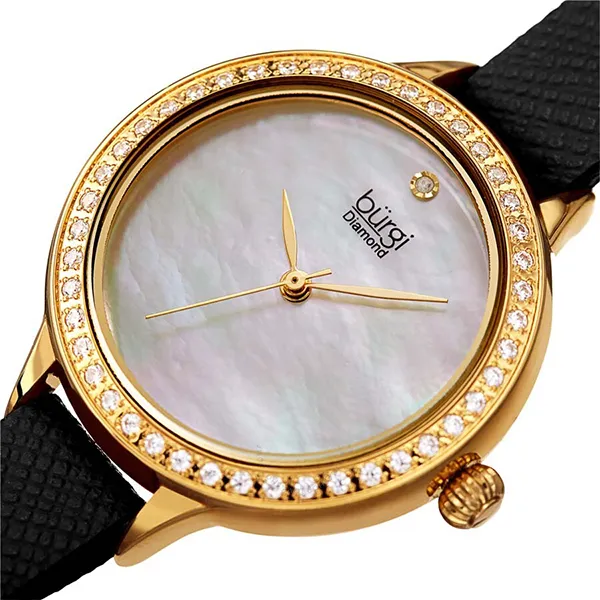 Đồng Hồ Nữ Burgi Diamond White Mother of Pearl Dial Ladies Watch BUR224BK Màu Đen Vàng - Đồng hồ - Vua Hàng Hiệu