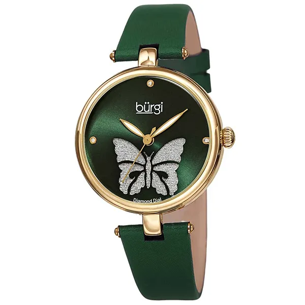 Đồng Hồ Nữ Burgi Pretty Butterfly Quartz Crystal Green Dial Ladies Watch BUR233GN Màu Xanh Green