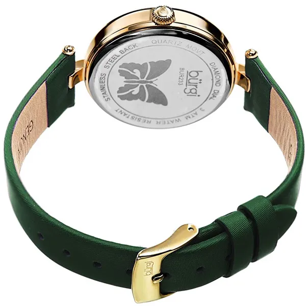 Đồng Hồ Nữ Burgi Pretty Butterfly Quartz Crystal Green Dial Ladies Watch BUR233GN Màu Xanh Green