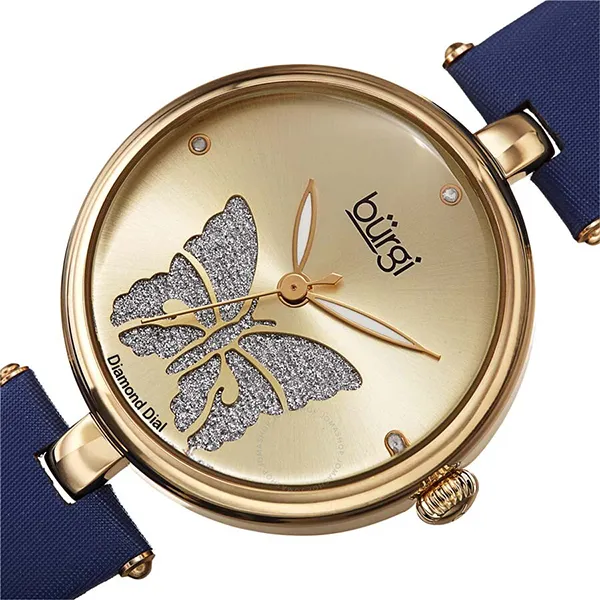 Đồng Hồ Nữ Burgi Pretty Butterfly Quartz Diamond Ladies Watch BUR233YGBU Màu Vàng Xanh - Đồng hồ - Vua Hàng Hiệu