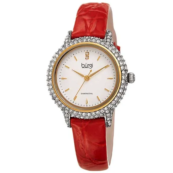 Đồng Hồ Nữ Burgi Quartz Diamond White Dial Ladies Watch BUR249RD Màu Đỏ